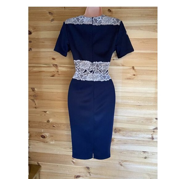 AX PARIS Vintage Vibe Lace Accent Waist & Bodice Blue NWT NEW Sz 4 - Picture 6 of 16